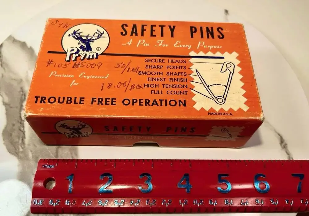 Rare Vintage USA Prym Safety Pins Brass Size 00 Gilt Gold Plated 10 Gross